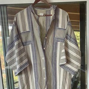 70s Woven cotton Linen Kaftan Beach Cover up